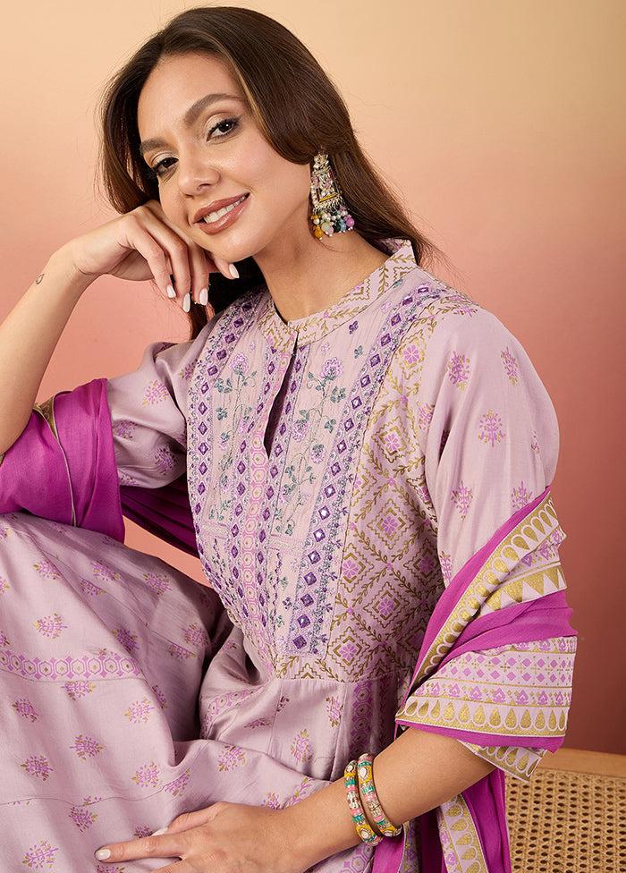 3 Pc Pink Readymade Silk Suit Set