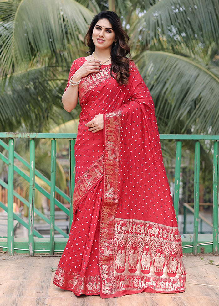 Maroon Spun Silk Saree With Blouse Piece