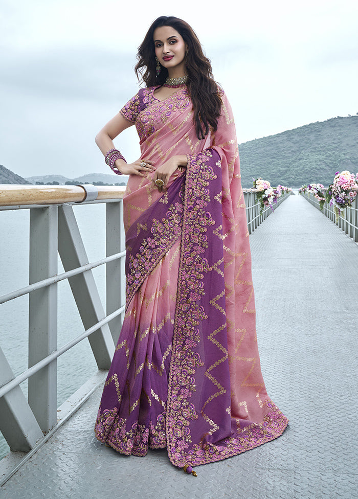 Pink Spun Silk Saree With Blouse Piece