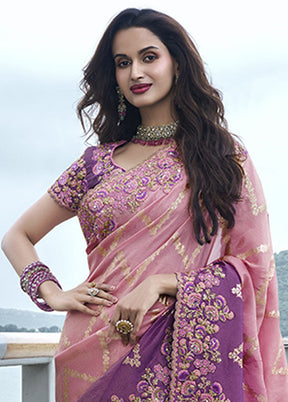 Pink Spun Silk Saree With Blouse Piece