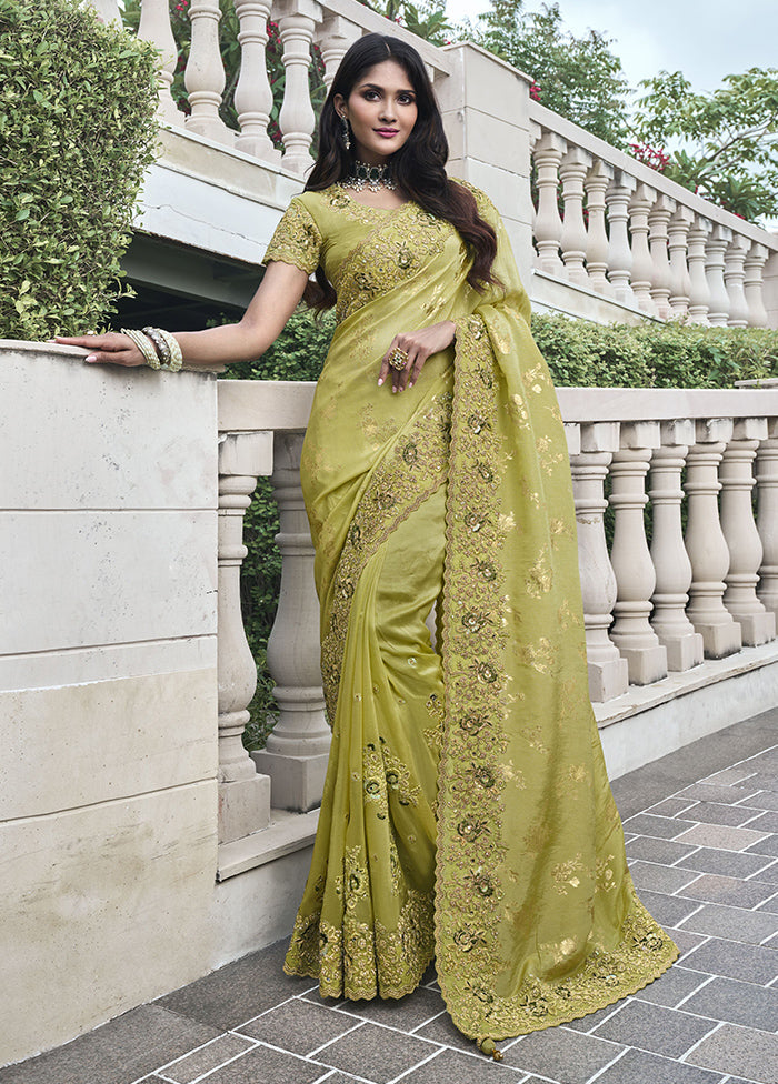 Yellow Spun Pure Silk Saree With Blouse Piece