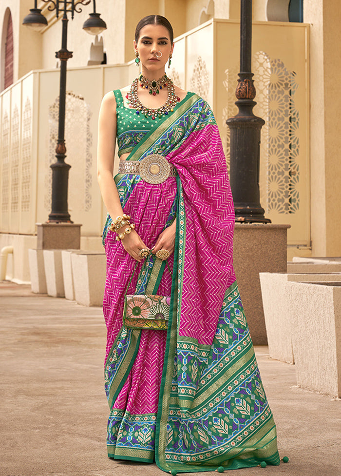 Pink Spun Silk Saree With Blouse Piece