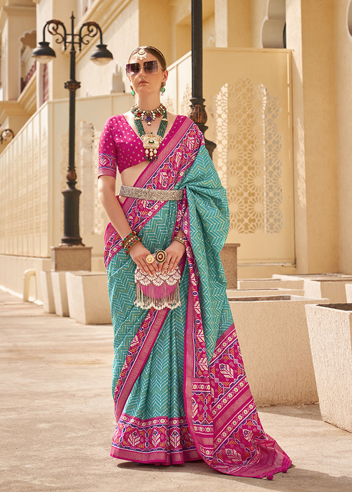 Sea Green Spun Silk Saree With Blouse Piece