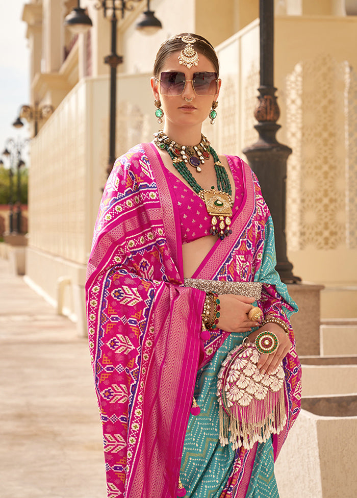 Sea Green Spun Silk Saree With Blouse Piece