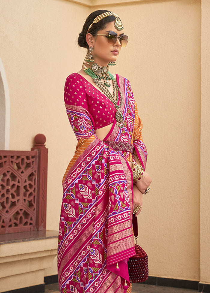 Orange Spun Silk Saree With Blouse Piece