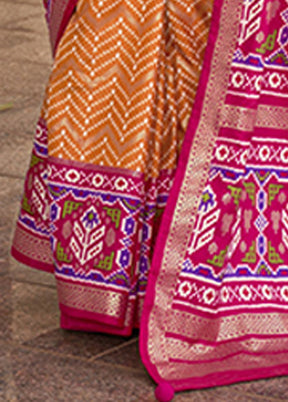 Orange Spun Silk Saree With Blouse Piece