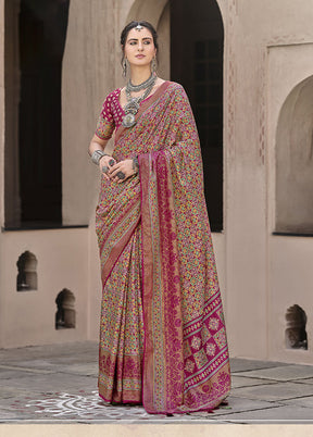 Pink Spun Silk Saree With Blouse Piece