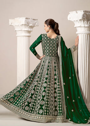 3 Pc Green Semi Stitched Georgette Suit Set