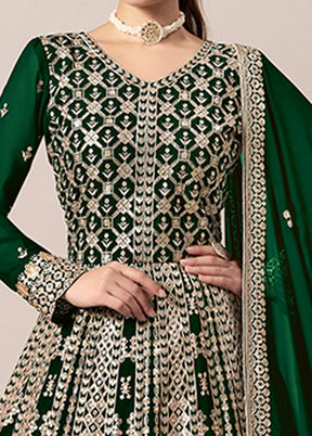 3 Pc Green Semi Stitched Georgette Suit Set