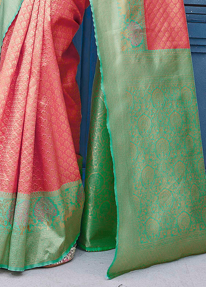 Pink Dupion Silk Saree With Blouse Piece