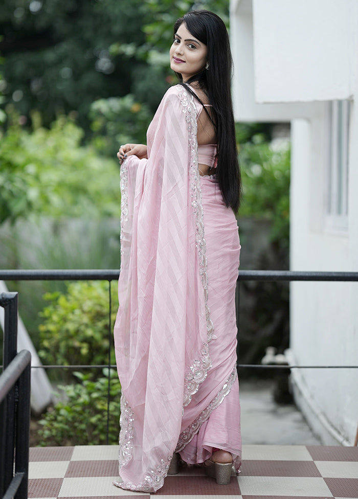 Purple Chiffon Silk Saree With Blouse Piece