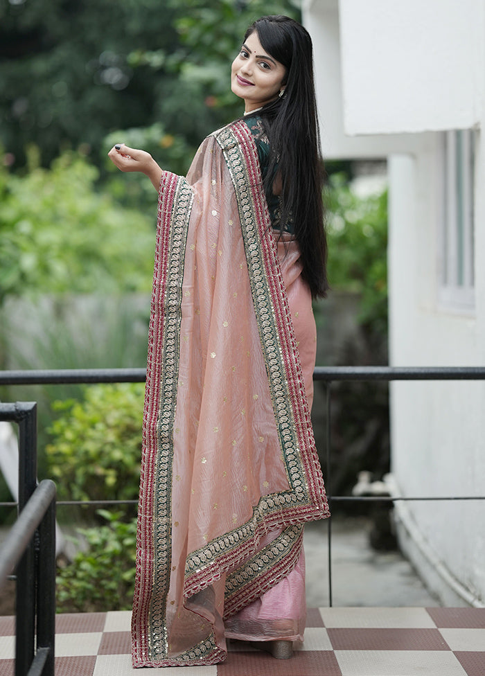 Brown Banarasi Silk Saree With Blouse Piece