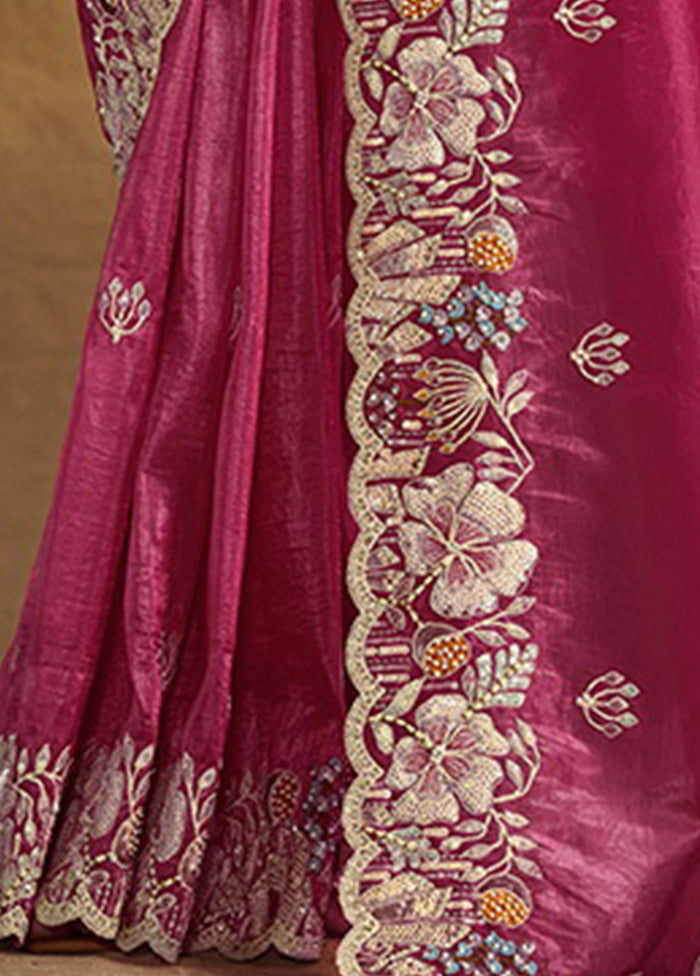 Pink Spun Pure Silk Saree With Blouse Piece