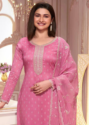 3 Pc Pink Semi Stitched Georgette Suit Set