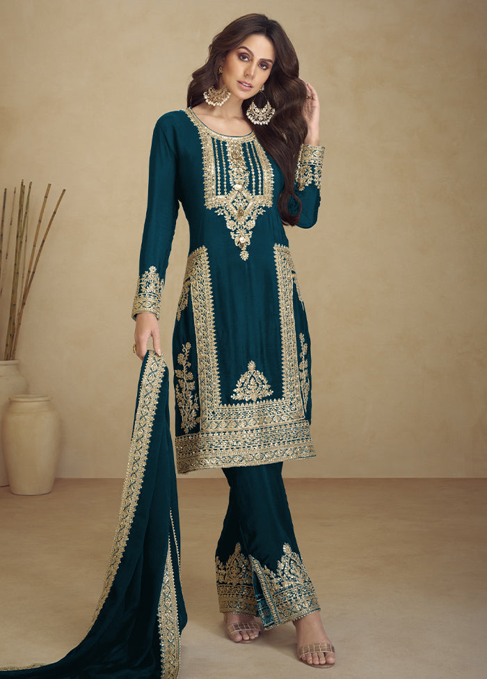 3 Pc Rama Semi Stitched Georgette Suit Set