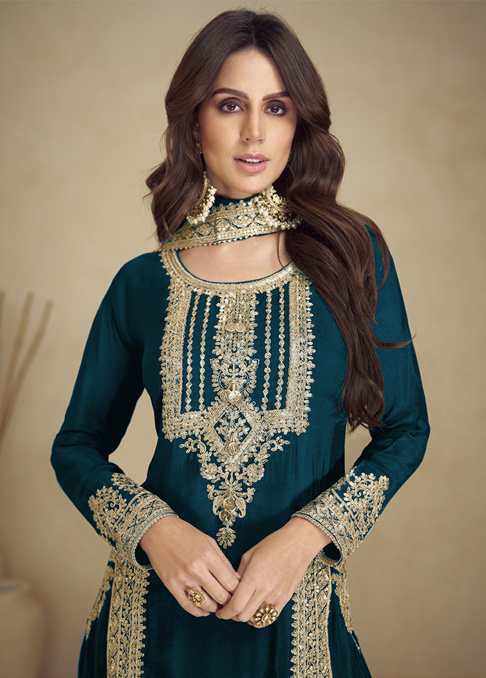 3 Pc Rama Semi Stitched Georgette Suit Set