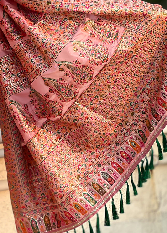 Pink Pasmina Silk Saree With Blouse Piece