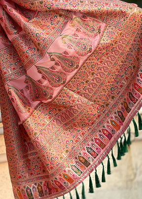 Pink Pasmina Silk Saree With Blouse Piece