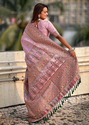 Pink Pasmina Silk Saree With Blouse Piece