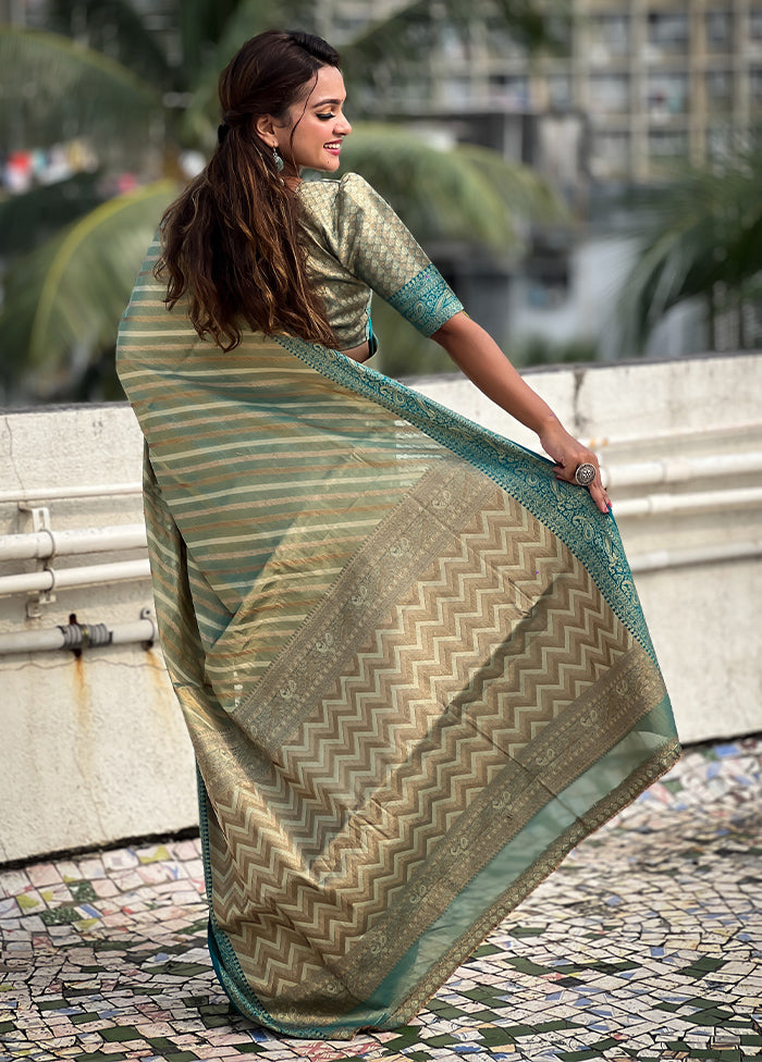 Blue Spun Silk Saree With Blouse Piece