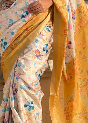 Mustard Tussar Silk Saree With Blouse Piece