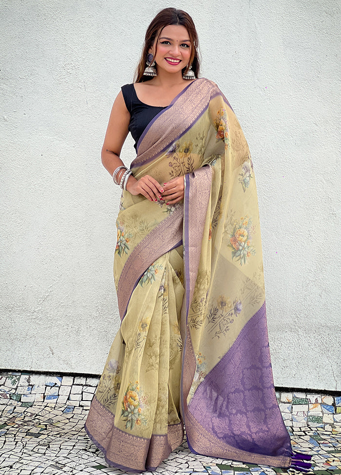 Mustard Spun Silk Saree With Blouse Piece