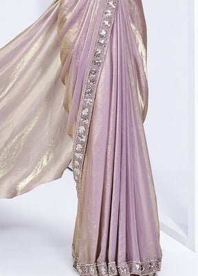 Pink Satin Silk Saree With Blouse Piece