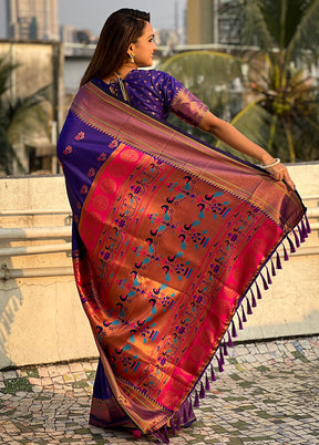 Voilet Spun Silk Saree With Blouse Piece