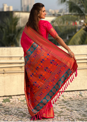 Pink Spun Silk Saree With Blouse Piece