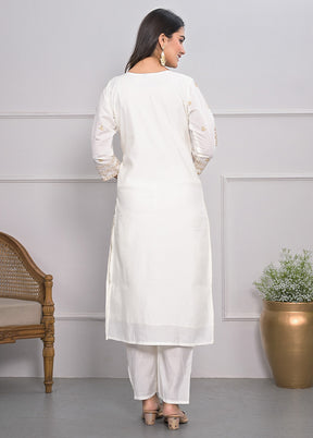 3 Pc White Readymade Viscose Suit Set