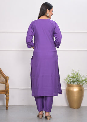 3 Pc Lavender Readymade Viscose Suit Set