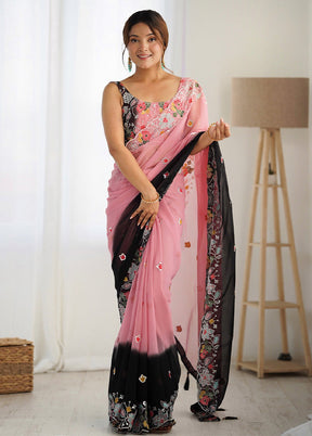 Black Georgette Saree With Blouse Piece