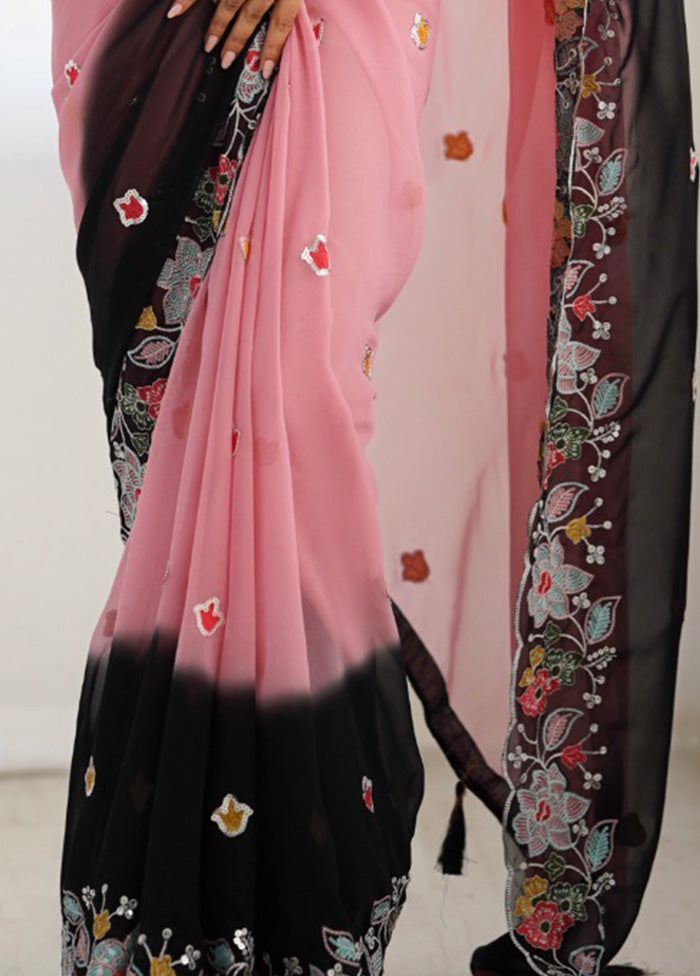 Black Georgette Saree With Blouse Piece