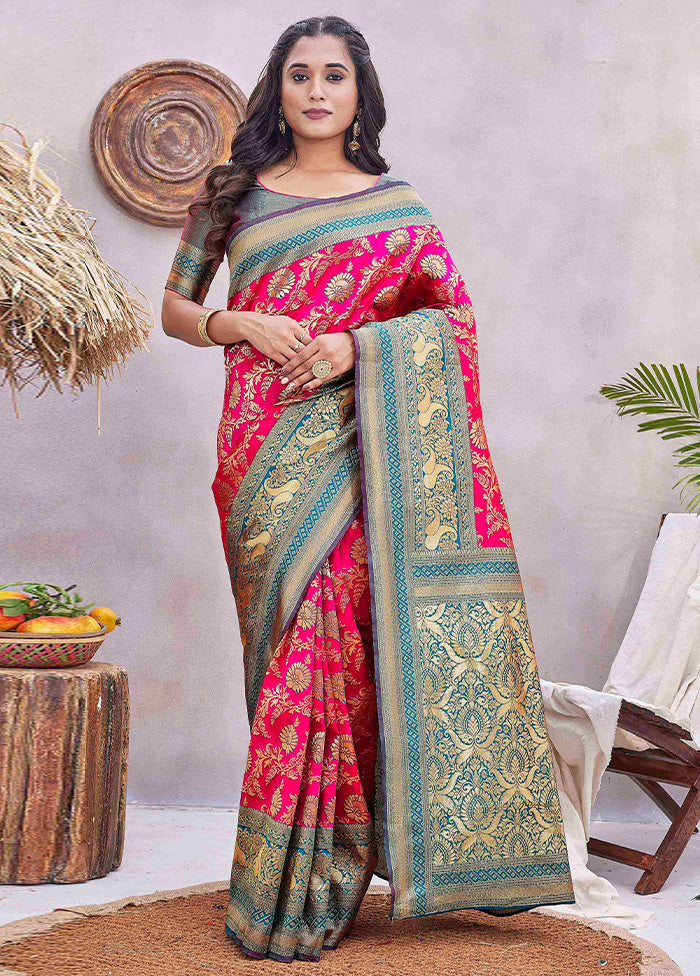 Pink Spun Silk Saree With Blouse Piece