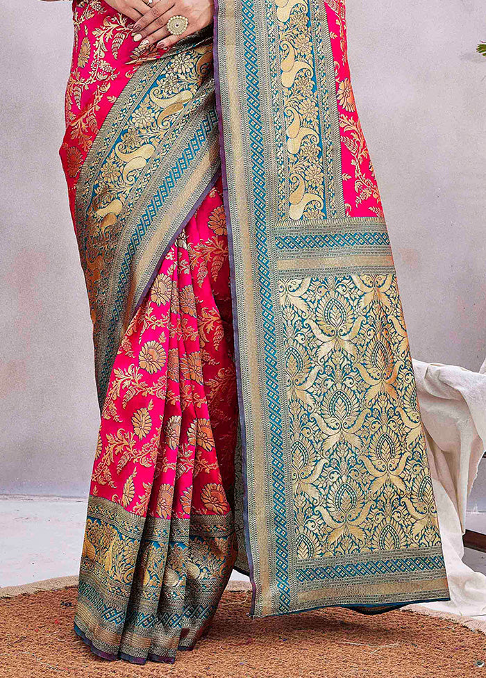 Pink Spun Silk Saree With Blouse Piece