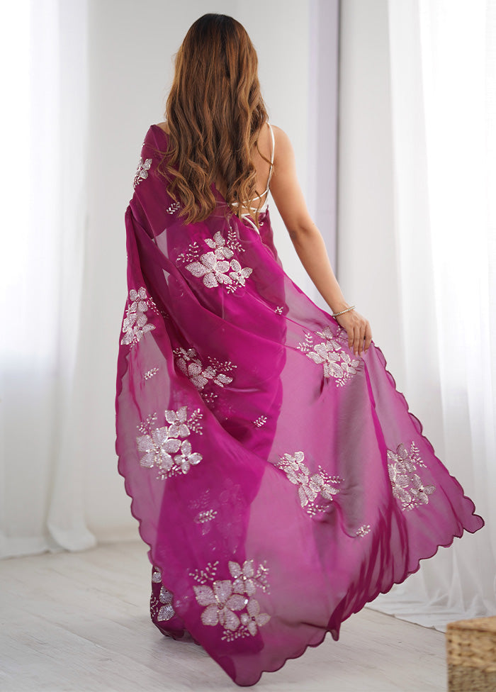 Wine Spun Silk Saree With Blouse Piece