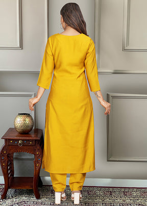 3 Pc Mustard Readymade Viscose Suit Set