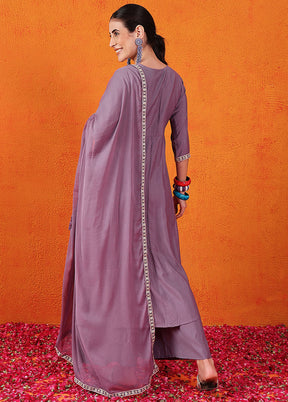 3 Pc Purple Readymade Silk Suit Set