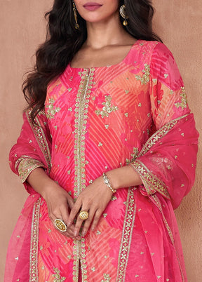 3 Pc Pink Semi Stitched Georgette Suit Set