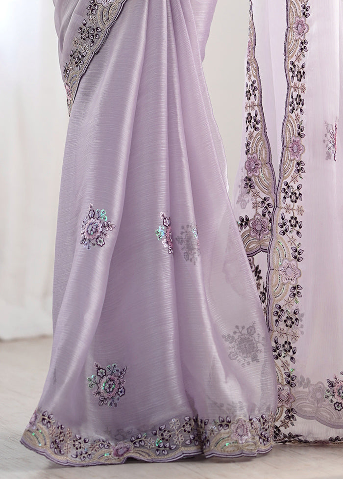 Lavender Spun Silk Saree With Blouse Piece