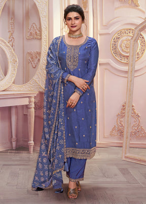 3 Pc Voilet Semi Stitched Georgette Suit Set