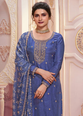 3 Pc Voilet Semi Stitched Georgette Suit Set