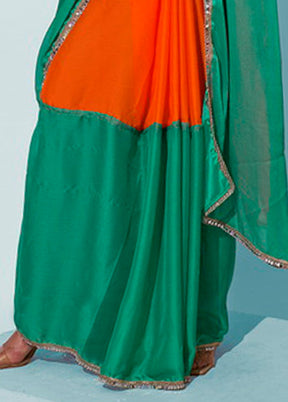 Sea Green Georgette Saree With Blouse Piece