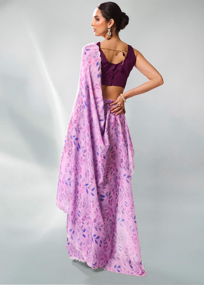 Lavender Georgette Saree With Blouse Piece