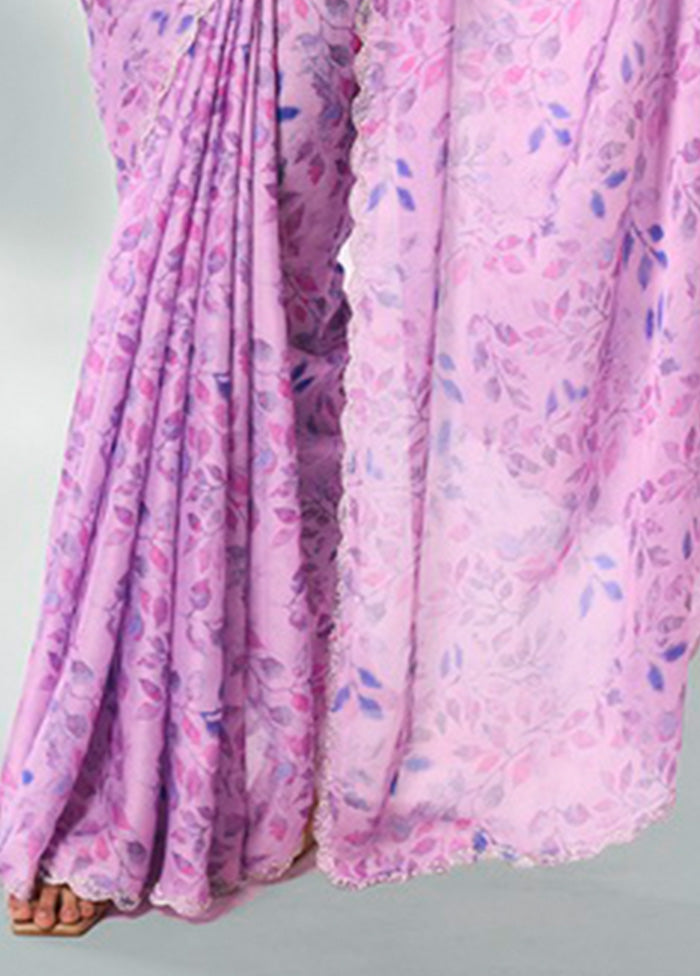 Lavender Georgette Saree With Blouse Piece