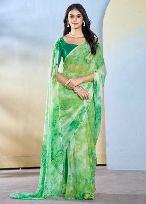 Sea Green Georgette Saree With Blouse Piece