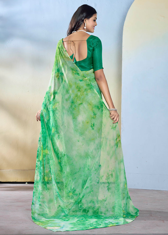 Sea Green Georgette Saree With Blouse Piece