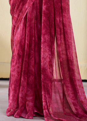 Burgundy Georgette Saree With Blouse Piece