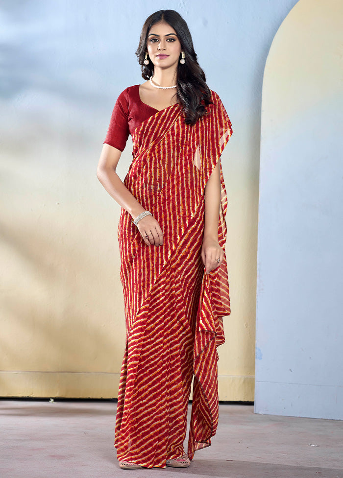 Maroon Georgette Saree With Blouse Piece