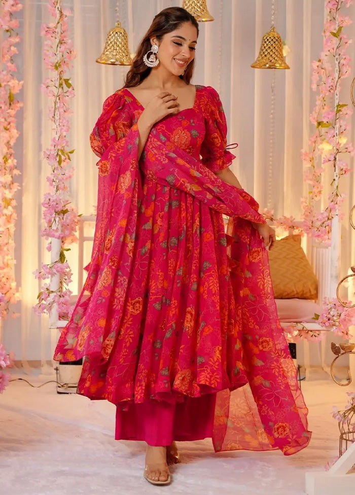 3 Pc Pink Readymade Silk Suit Set